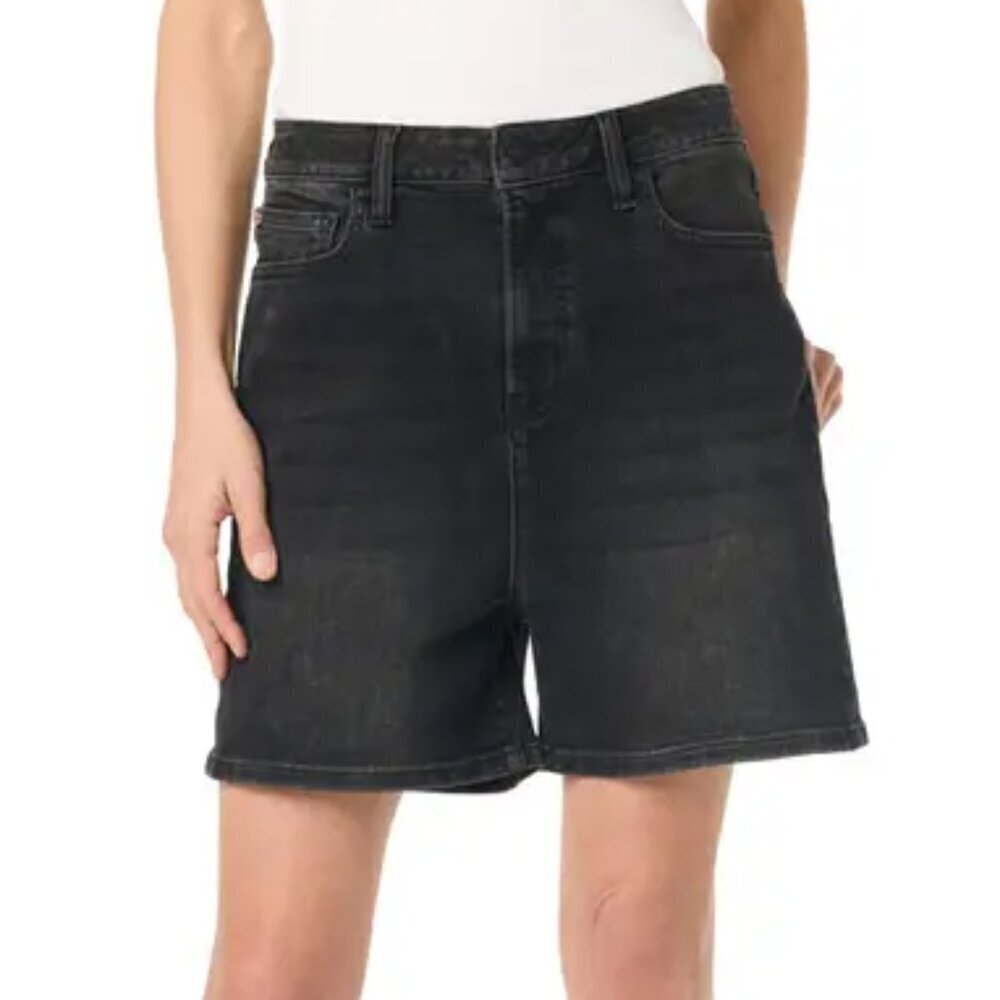 Hudson Relaxed denim shorts Unplugged black jean high rise wide leg women new 27